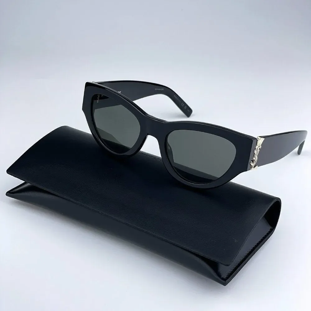 NEW Saint Laurent SLM94 001 Black Grey Cat Eye Unisex Sunglasses